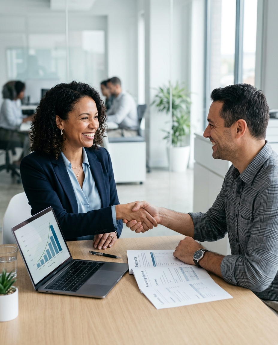 Advisor reviewing financing options with a business owner