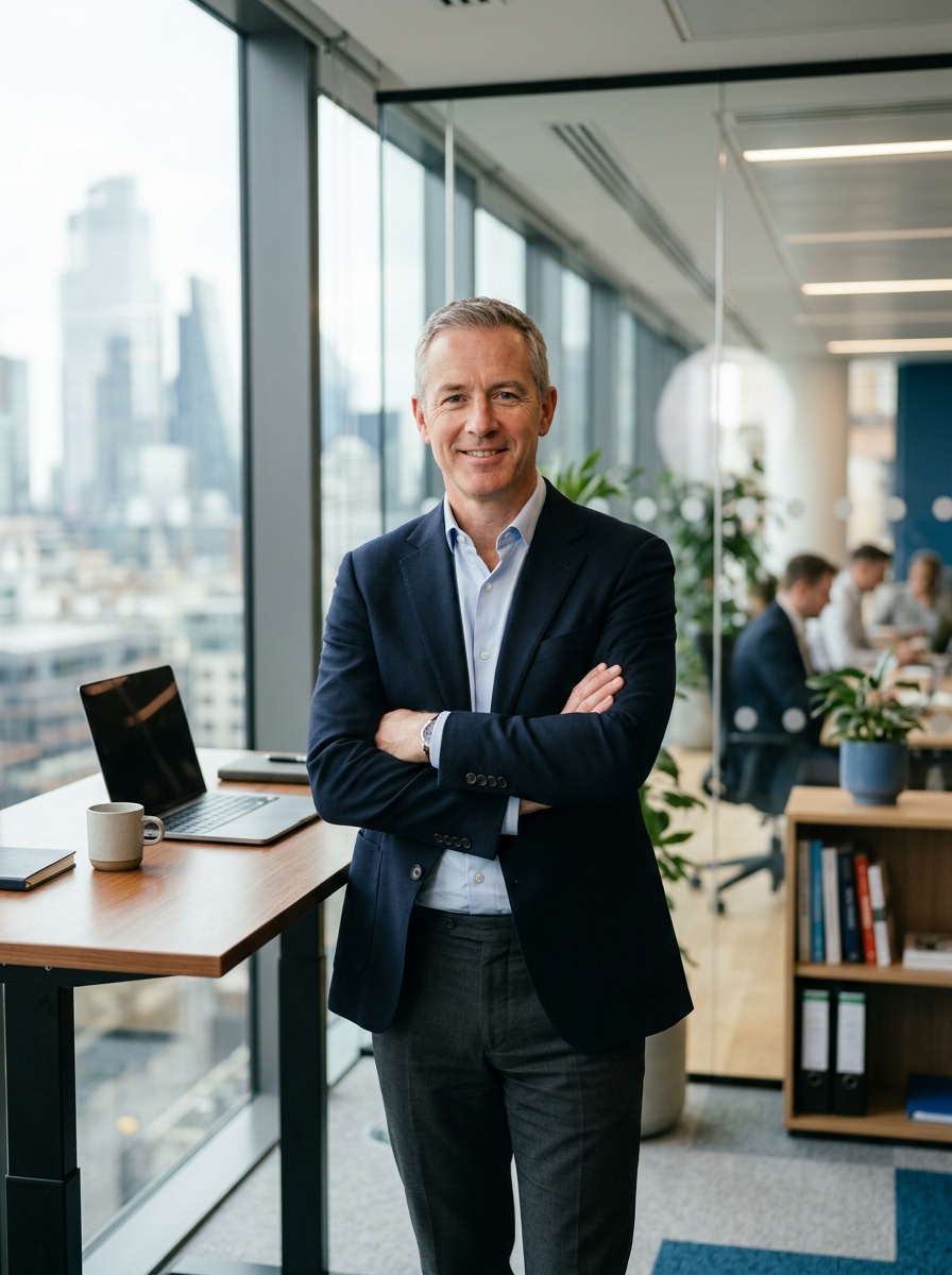 Professional services business owner in a modern office